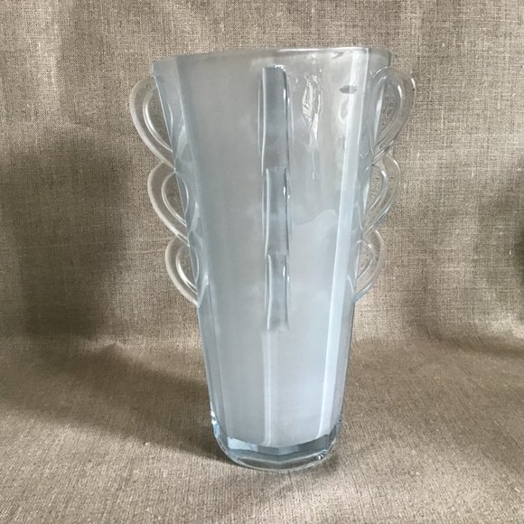 Rare  Vintage Sowerby Octagonal Blue Ice Art Deco Vase 1930's - Picture 1 of 7